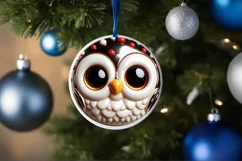 Shiny Christmas Owl Ornament Sublimation PNG Product Image 3