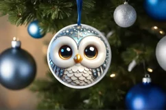 Shiny Christmas Owl Ornament Sublimation PNG Product Image 3