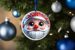 Christmas Gnome Round Ornament Sublimation PNG Product Image 3
