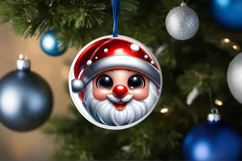 Christmas Gnome Round Ornament Sublimation PNG Product Image 3