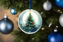 Winter Snowflake Round Ornament Sublimation PNG Product Image 4