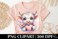 Pink Highland Cow Spring Love Flowers |T-shirt, Mug, Tumbler Product Image 5
