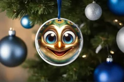 Christmas Peacock Round Ornament Sublimation PNG Product Image 3