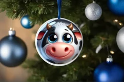 Shiny Christmas Cow Ornament Clipart Product Image 1