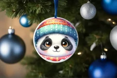 Winter Dressed Baby Panda Round Ornament Sublimation PNG Product Image 1