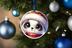 Winter Dressed Baby Panda Round Ornament Sublimation PNG Product Image 4