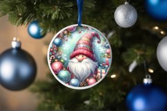 Christmas Gnome Round Ornament Sublimation PNG Product Image 4