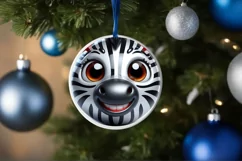 Shiny Christmas Face Round Zebra Sublimation PNG Product Image 1