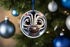 Christmas Zebra Round Sticker Sublimation PNG Product Image 3