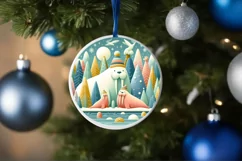 Colorful Winter Walrus Ornament Sublimation PNG Product Image 4