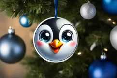 Penguin Smiling Round Ornament Sublimation PNG Product Image 3