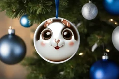 Bunny Smiling Round Ornament Sublimation PNG Product Image 3
