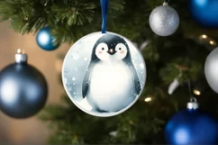 Penguin Christmas Ornament Sublimation PNG Product Image 4