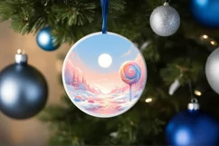 Winter Candy Round Ornament Sublimation PNG Product Image 4