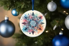Snow Flake Christmas Round Cute Ornament Sublimation Product Image 4
