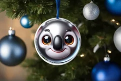 Koala Smiling Round Ornament Sublimation PNG Product Image 1