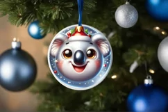 Koala Smiling Round Ornament Sublimation PNG Product Image 1