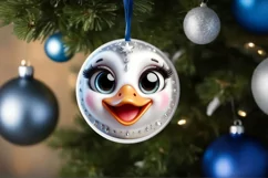 Swan Smiling Round Ornament Sublimation PNG Product Image 1