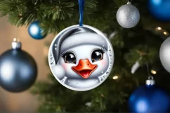 Swan Smiling Round Ornament Sublimation PNG Product Image 3