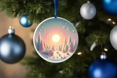Winter Candy Round Ornament Sublimation PNG Product Image 4