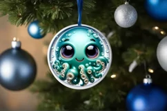 Octopus Smiling Round Ornament Sublimation PNG Product Image 1