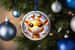 Giraffe Smiling Round Ornament Sublimation PNG Product Image 1