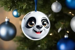 Shiny Christmas Face Round Panda Sublimation PNG Product Image 1