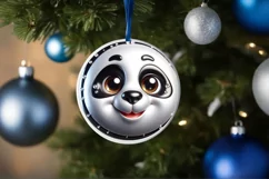 Panda Smiling Round Ornament Sublimation PNG Product Image 1