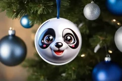 Panda Smiling Round Ornament Sublimation PNG Product Image 3