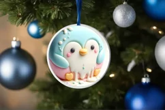 Christmas Penguin Christmas Ornament Sublimation PNG Product Image 4