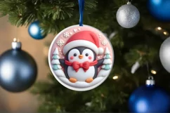 Christmas Penguin Christmas Ornament Sublimation PNG Product Image 4