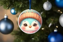 Baby Peacock Christmas Ornament Sublimation PNG Product Image 4