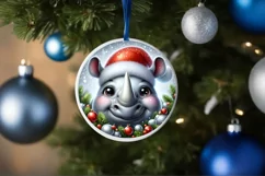 Rhino Smiling Round Ornament Sublimation PNG Product Image 3