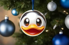 Duck Smiling Round Ornament Sublimation PNG Product Image 1