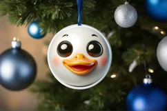Duck Smiling Round Ornament Sublimation PNG Product Image 1
