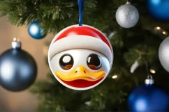 Duck Smiling Round Ornament Sublimation PNG Product Image 1