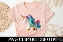 Unicorn with Golden Horn, Clipart |T-shirt, Mug, Tumbler Product Image 5