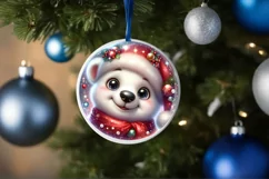 Polar Bear Smiling Round Ornament Sublimation PNG Product Image 1