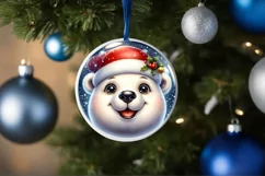 Polar Bear Smiling Round Ornament Sublimation PNG Product Image 1