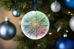 Snow Flake Christmas Round Cute Ornament Sublimation Product Image 4