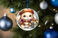 Baby Rabbit Winter Outfit Christmas Ornament Sublimation PNG Product Image 4