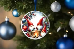 Winter Gnomes Round Christmas Ornament Sublimation PNG Product Image 4