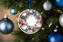 Winter Gnomes Round Christmas Ornament Sublimation PNG Product Image 4