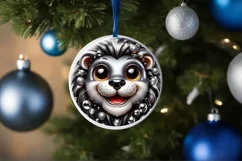 Lion Smiling Round Ornament Sublimation PNG Product Image 1