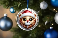 Lion Smiling Round Ornament Sublimation PNG Product Image 1
