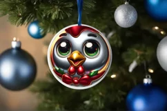 Chicken Smiling Round Ornament Sublimation PNG Product Image 1