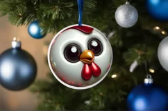 Chicken Smiling Round Ornament Sublimation PNG Product Image 3