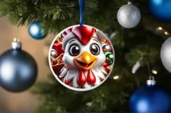 Chicken Smiling Round Ornament Sublimation PNG Product Image 3