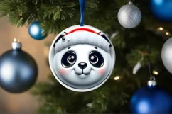 Panda Smiling Round Ornament Sublimation PNG Product Image 1