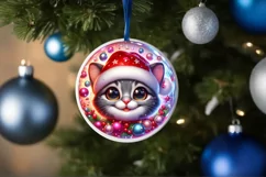 Kitten Smiling Round Ornament Sublimation PNG Product Image 3
